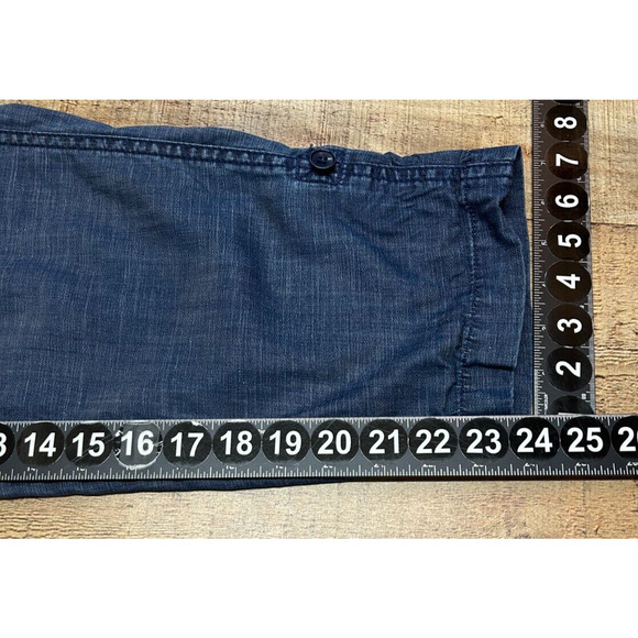 Talbots Pants Womens 12 Petite Blue Actual 34X24 Linen Blend Pull On Crop - Picture 4 of 7